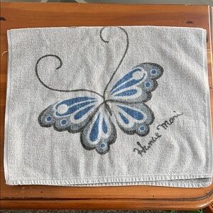 Martex Hanae Mori Blue and Gray Butterfly Vintage Hand  Towel